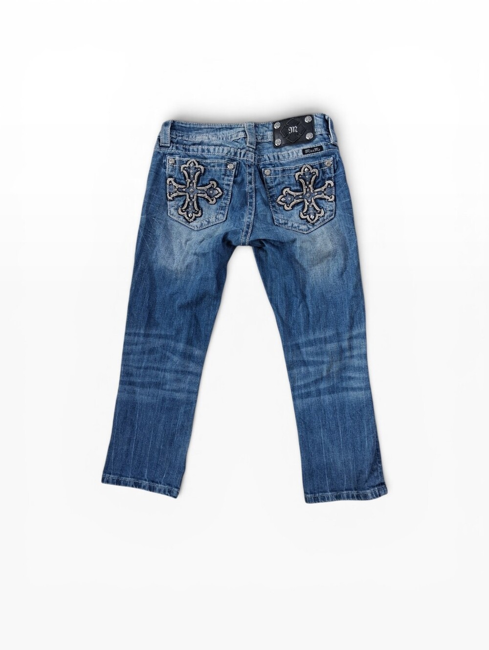 Miss Me Capri Jeans Womens 26 Blue Signature  Rhinestone